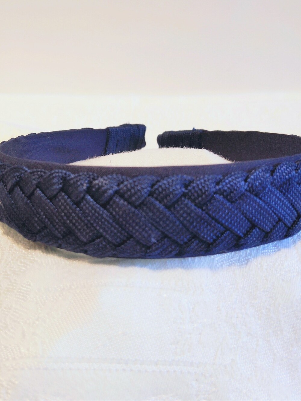 Retro Boho Navy Blue Braided Grosgrain Ribbon Headband Preppy Feminine Hair Accy